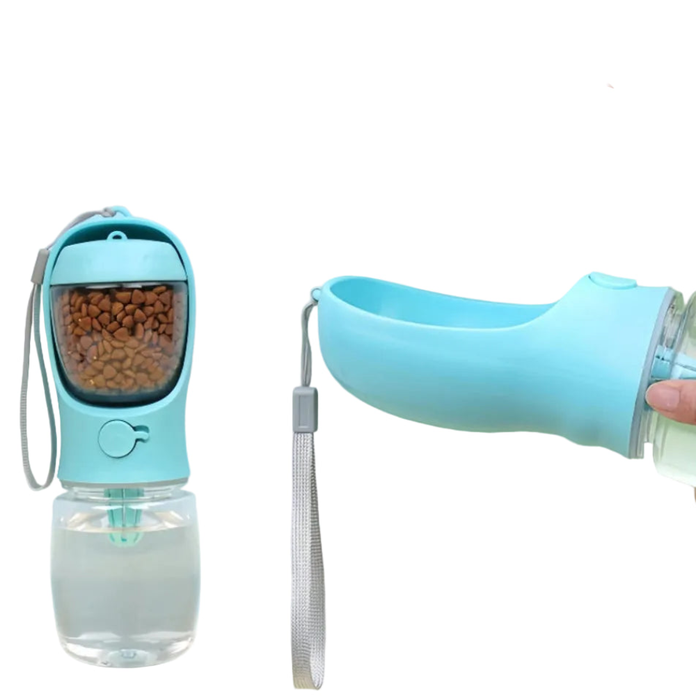 Garrafa Portátil 2 em 1 - Água e Comida para Cães e Gatos, Ideal para Viagens