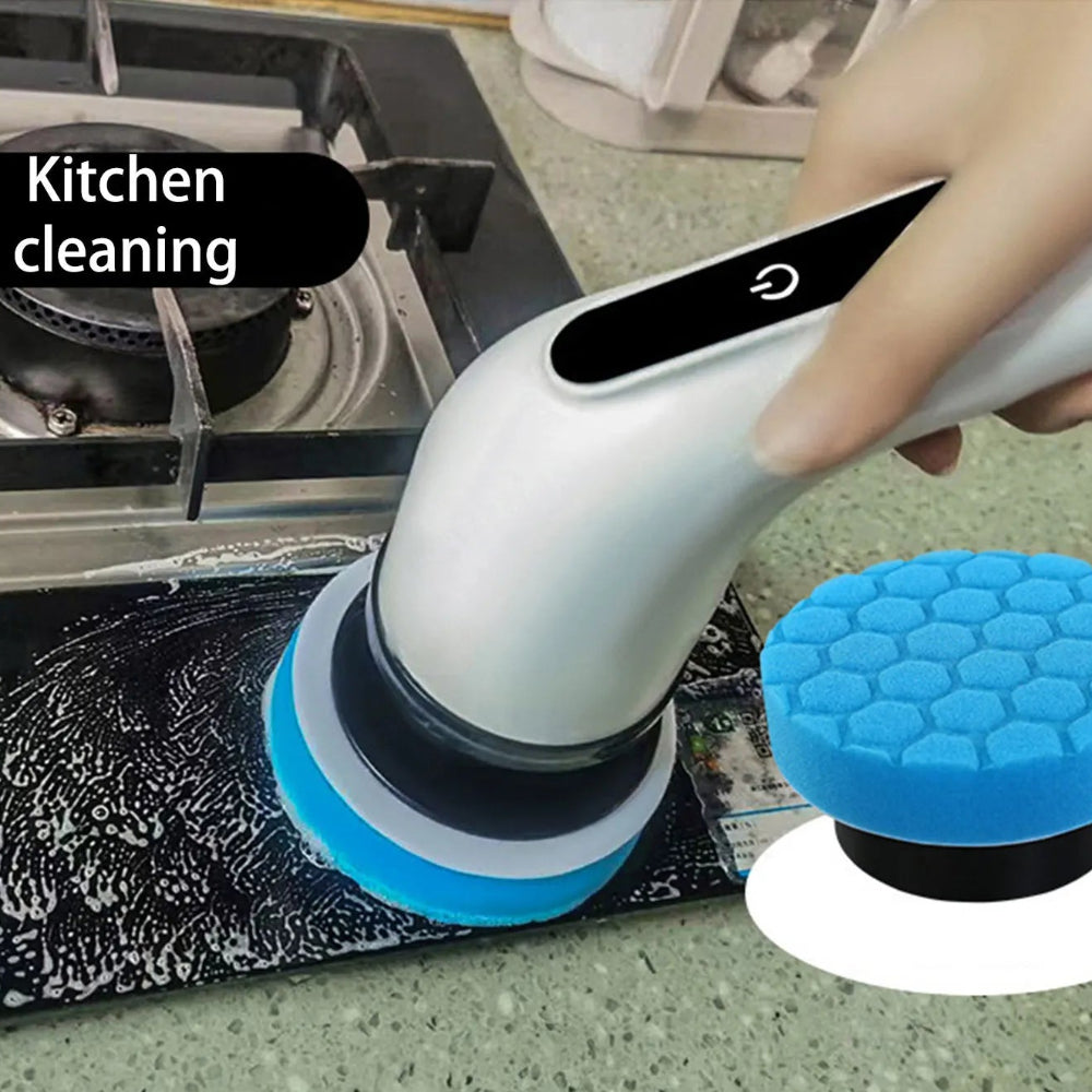 Escova de Limpeza Elétrica 9 em 1 com Bateria de 2000 mAh – Escova Multiusos Sem Fios para Casa de Banho, Cozinha e Sala com Cabeças Intermutáveis
