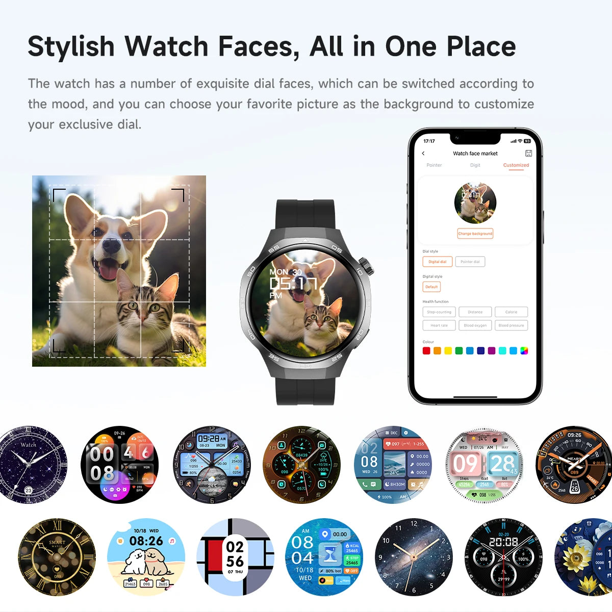Smartwatch GT5 Pro - 2025 - AMOLED 1.53", NFC, Chamada BT, IP68, Rastreador GPS, Saúde, À Prova D'Água