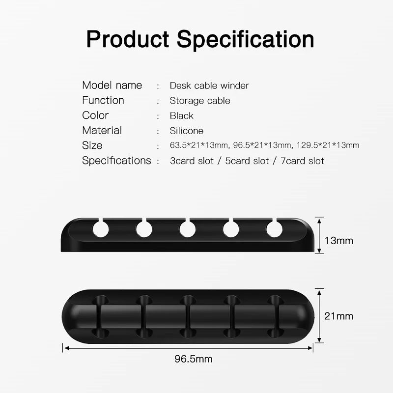 Organizador Cabos NNBILI Silicone - Suporte Mesa, Mouse/Fone, 3 Tamanhos