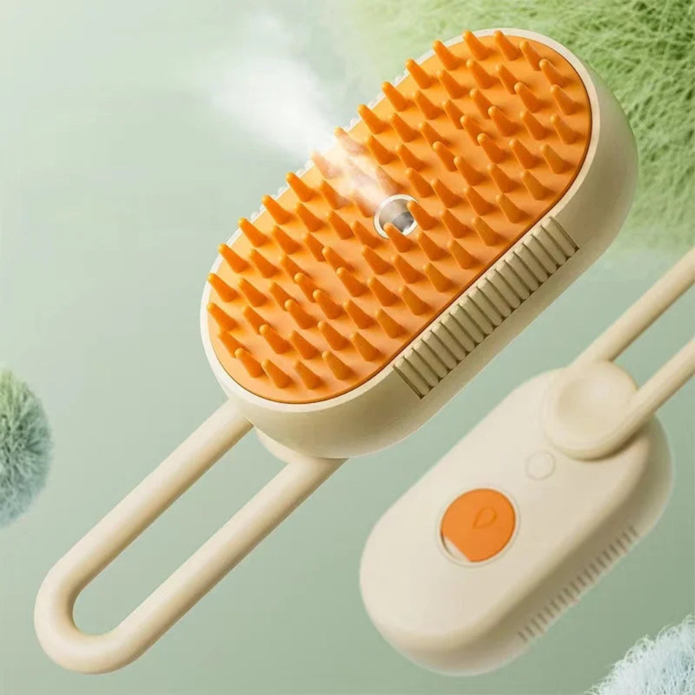Escova 3 em 1 Vapor para Cão e Gato - Remoção Pelos, Massagem, Limpeza Anti-Estática