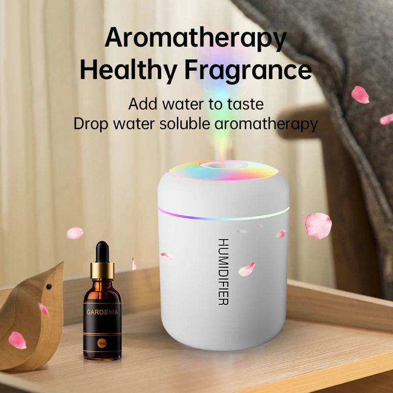 Mini Umidificador de Ar 180ML USB - Difusor Aroma, Aromaterapia, Luzes LED, Casa/Carro