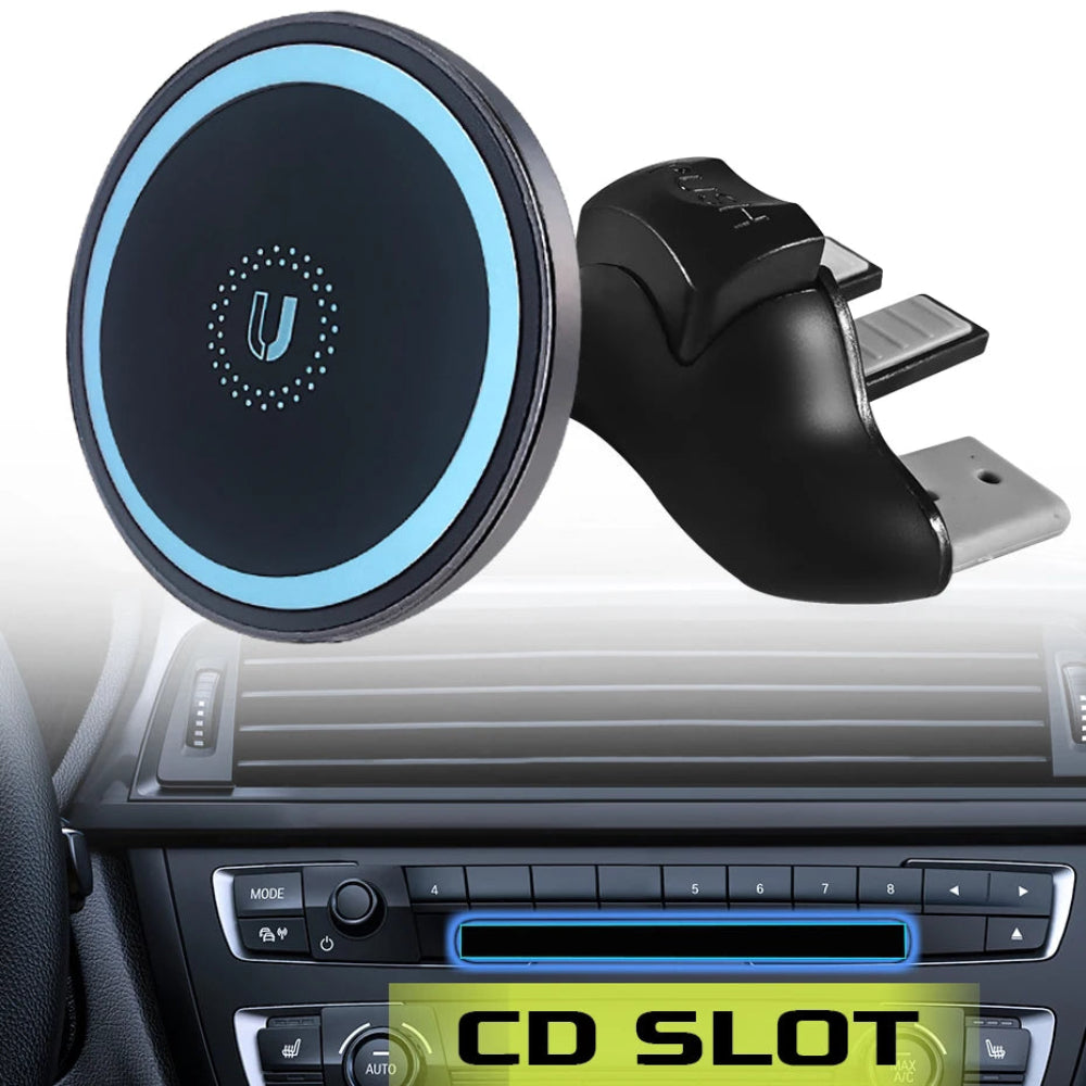 Suporte Magnético Telemóvel CD Carro - MagSafe, Ajustável, Universal, iPhone/Outros