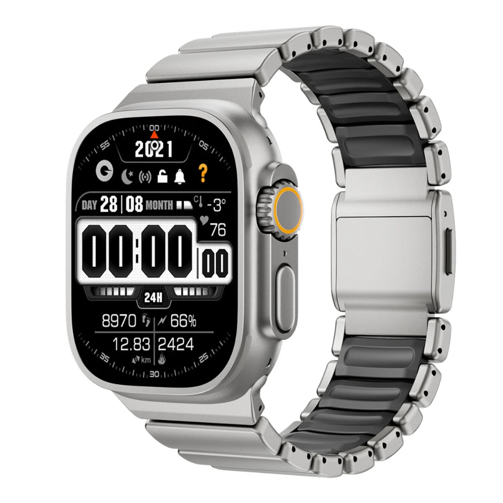 Bracelete de Titânio e Silicone Magnética para Apple Watch Ultra e Series