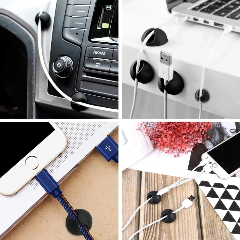 Organizador Cabos USB Silicone - 10/20 Peças, Fixador Fios, Suporte Fone