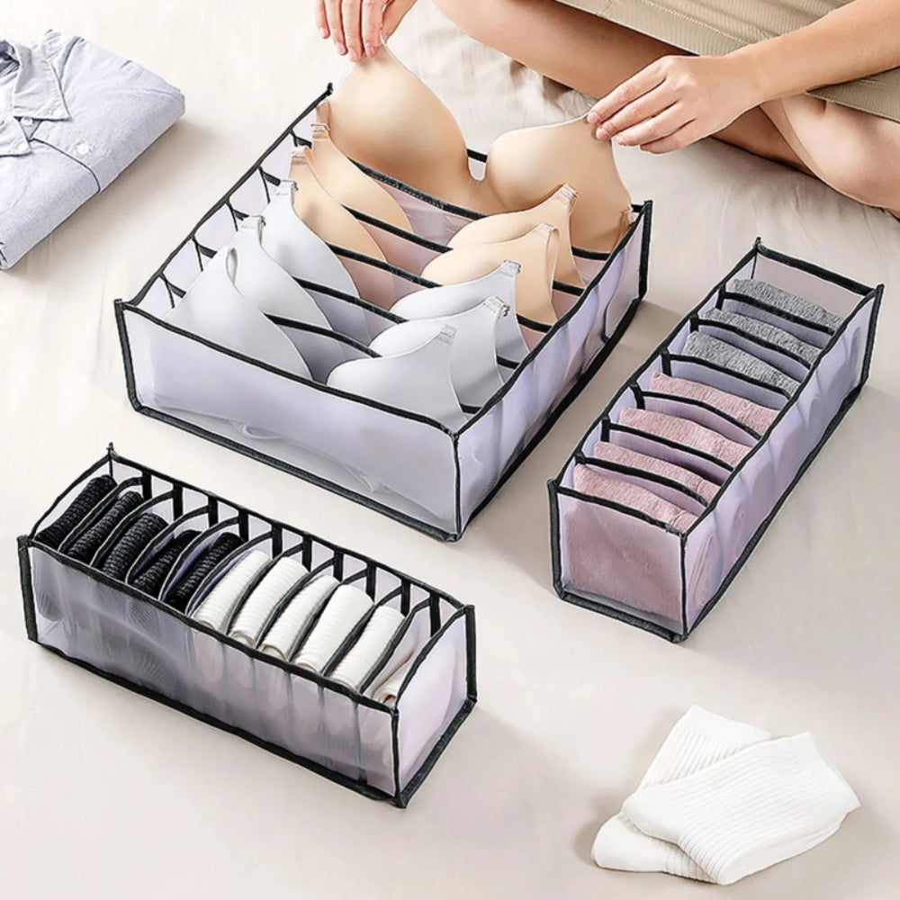 Organizador Gavetas Roupa - Jeans, T-Shirts, Íntimo, Divisórias, Nylon, Vários Tamanhos