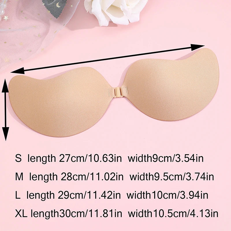 2 Pares Adesivos de Silicone Push Up Invisível - Sutiã Nude Autoadesivo, Levanta Seios, Sem Alças, Casamento/Festa