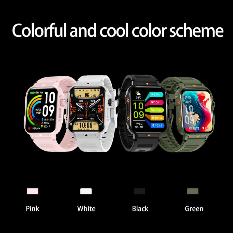 Smartwatch Militar L81 2024 - Chamada BT,  Monitor de Saúde, IP68, 100+ Desportos, à Prova D'água