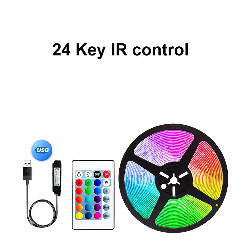 Fita LED USB 5V 5050 RGB - Bluetooth/WiFi/Alexa, 1m-30m, Decoração Quarto/TV