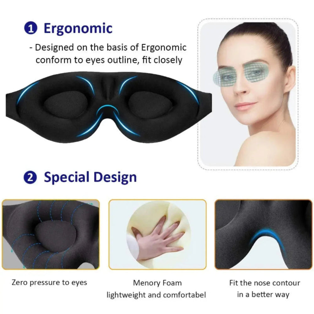 Máscara de Dormir 3D Contornada Unissex - Bloqueio Total de Luz, Conforto Superior, Olhos Livres