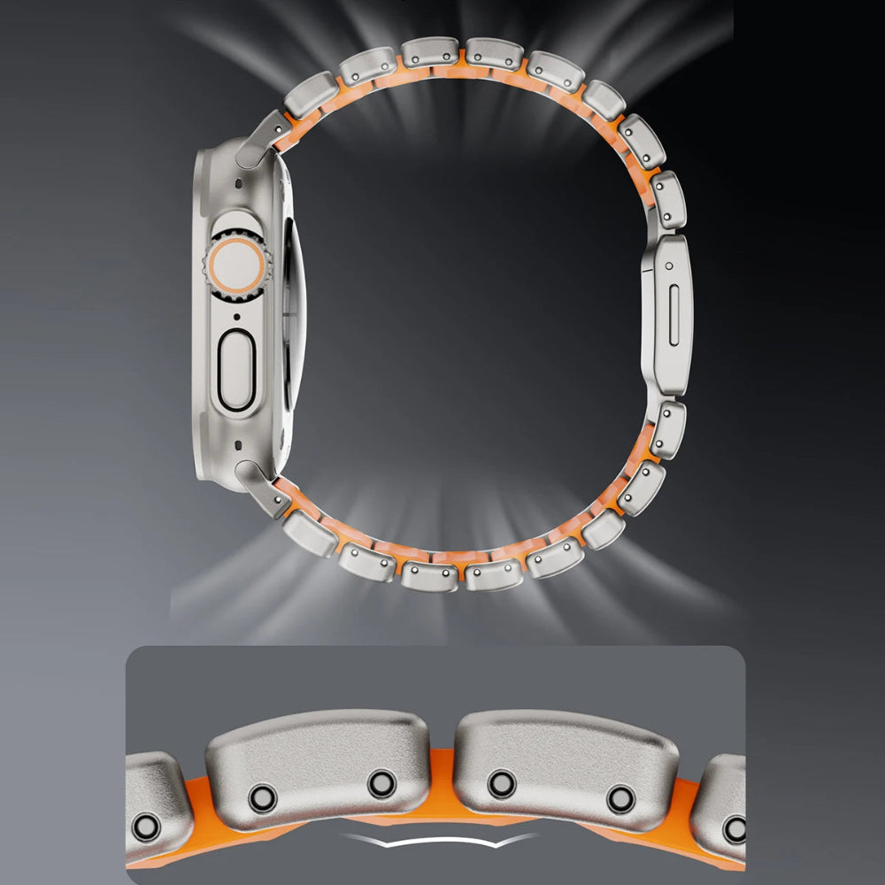 Bracelete de Titânio e Silicone Magnética para Apple Watch Ultra e Series