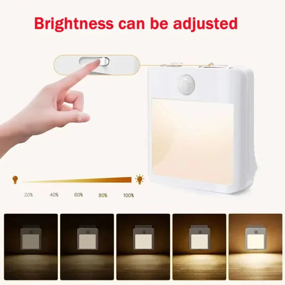 Luz Noturna LED Sensor Movimento - Quente/Frio, Regulável, Tomada EU
