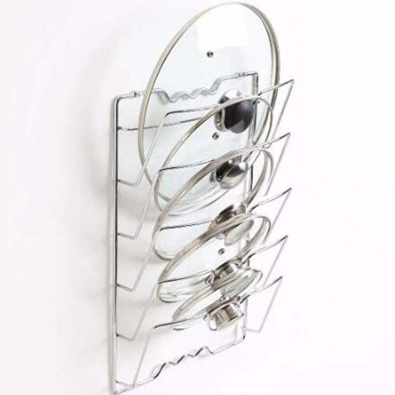 Organizador Tampas Panela Aço Inox - 5 Camadas, Parede/Armário, Cozinha