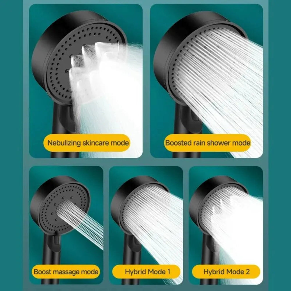 Chuveiro 6 Jatos Alta Pressão Multifuncional - Massagem, Ajustável, Grande Bocal