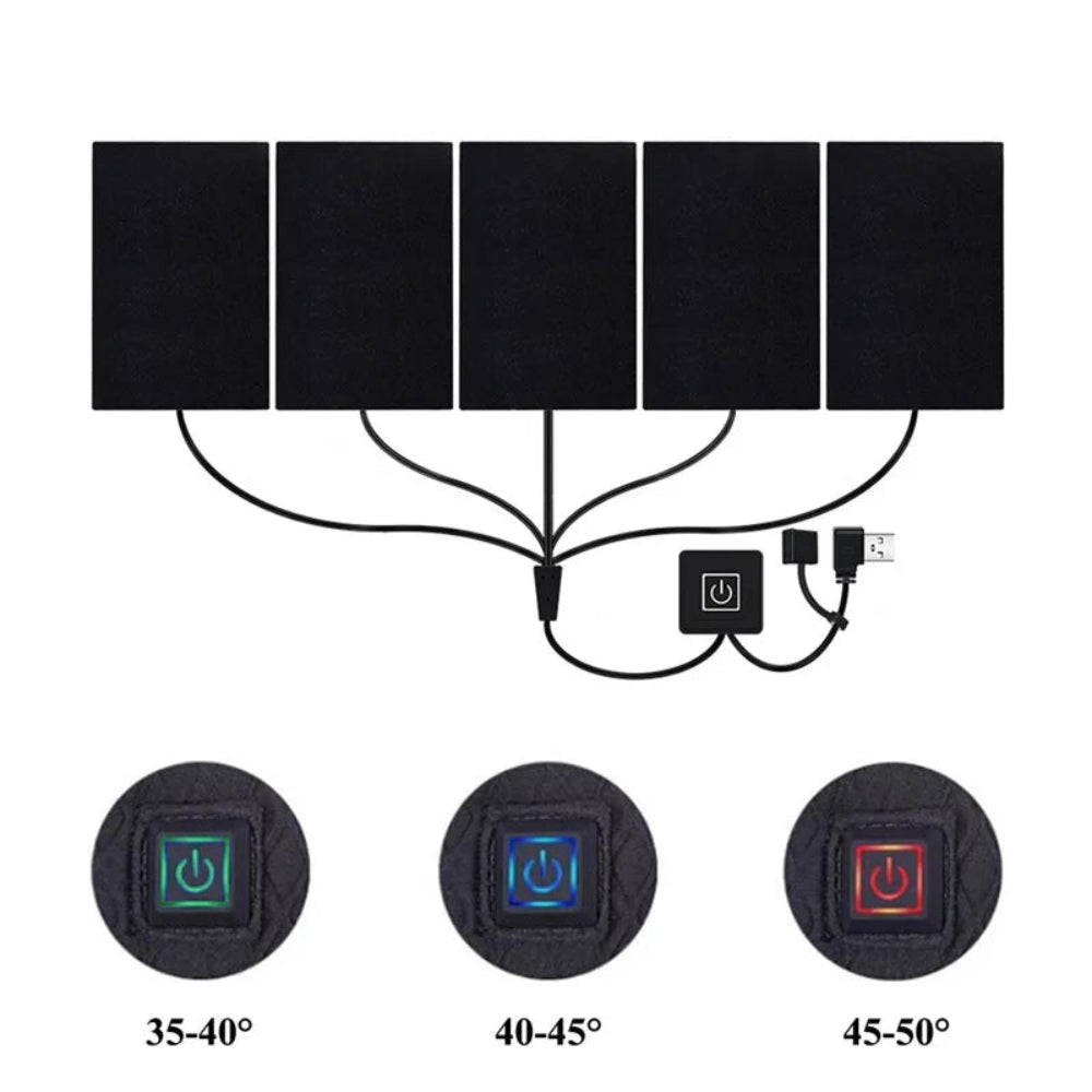 Almofada Aquecedora USB 3 Engrenagens - Temp. Ajustável, Roupa/Colete/Jaqueta, Lavável