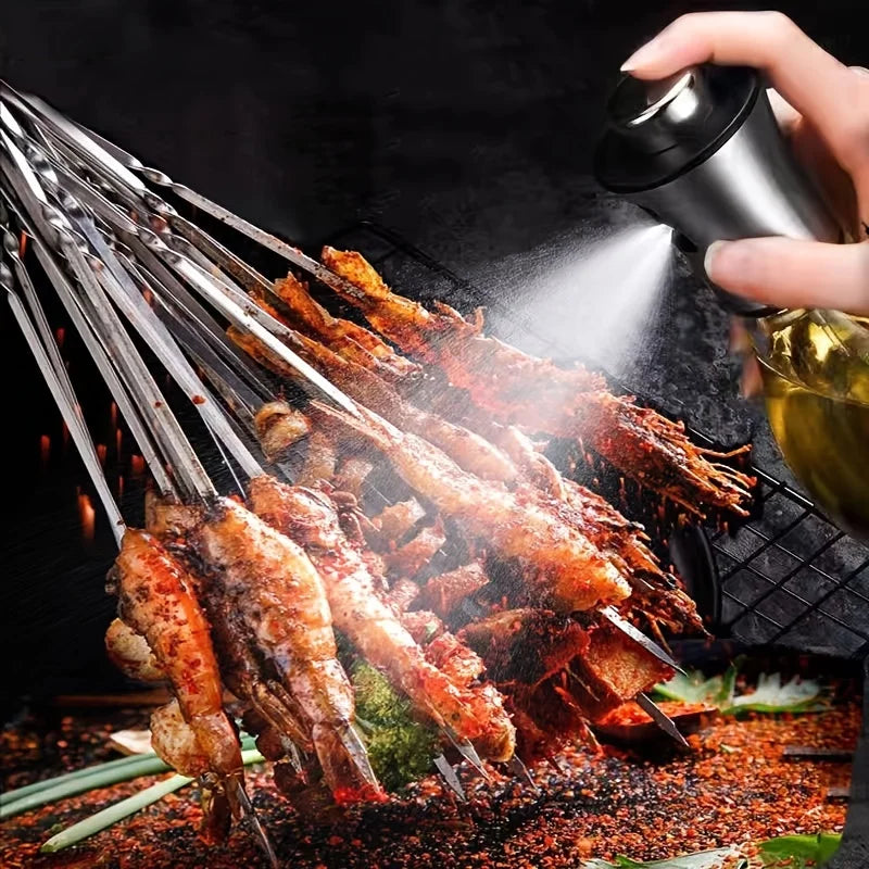 Frasco Spray Óleo Aço Inoxidável 200ml - Pulverizador Azeite, Óleo Cozinha, Air Fryer