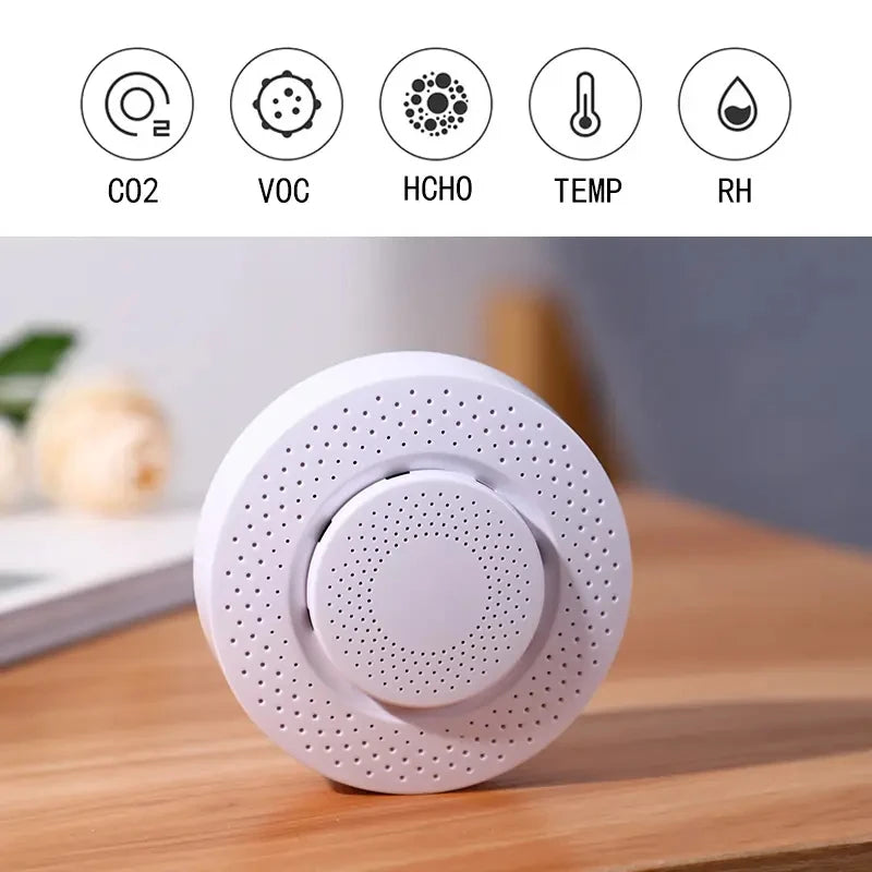 Sensor Qualidade Ar Tuya Zigbee - CO2, Formaldeído, VOC, Temp., Humidade, Alexa/Google