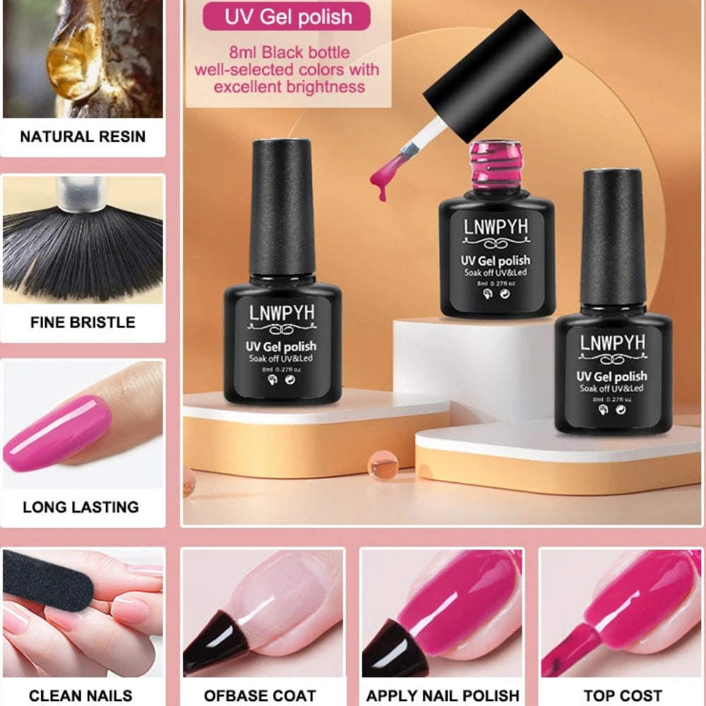 Kit Esmalte Gel Completo - Lâmpada UV 36W, 10 Cores Gel, Polygel, Broca Elétrica