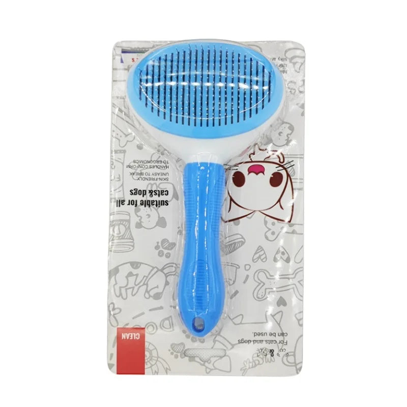 Pente Autolimpante para Cães e Gatos - Remoção Fácil de Pelos, Massagem, Limpeza Rápida