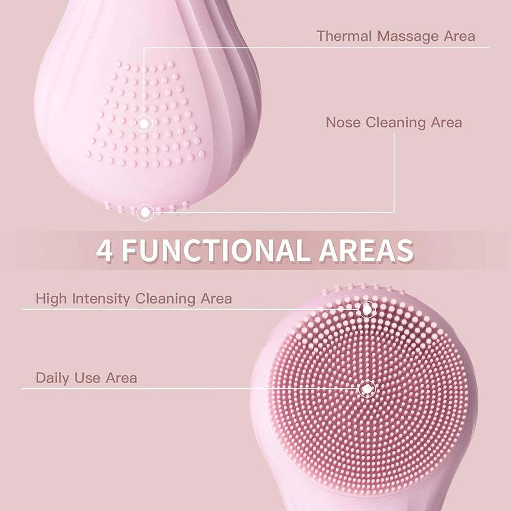 Escova de Limpeza Facial Sónica - Impermeável, Recarregável, Esfoliação, Massagem