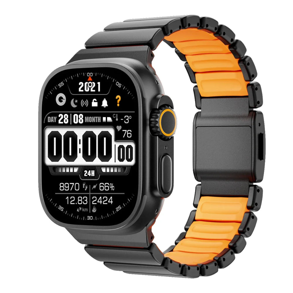 Bracelete de Titânio e Silicone Magnética para Apple Watch Ultra e Series
