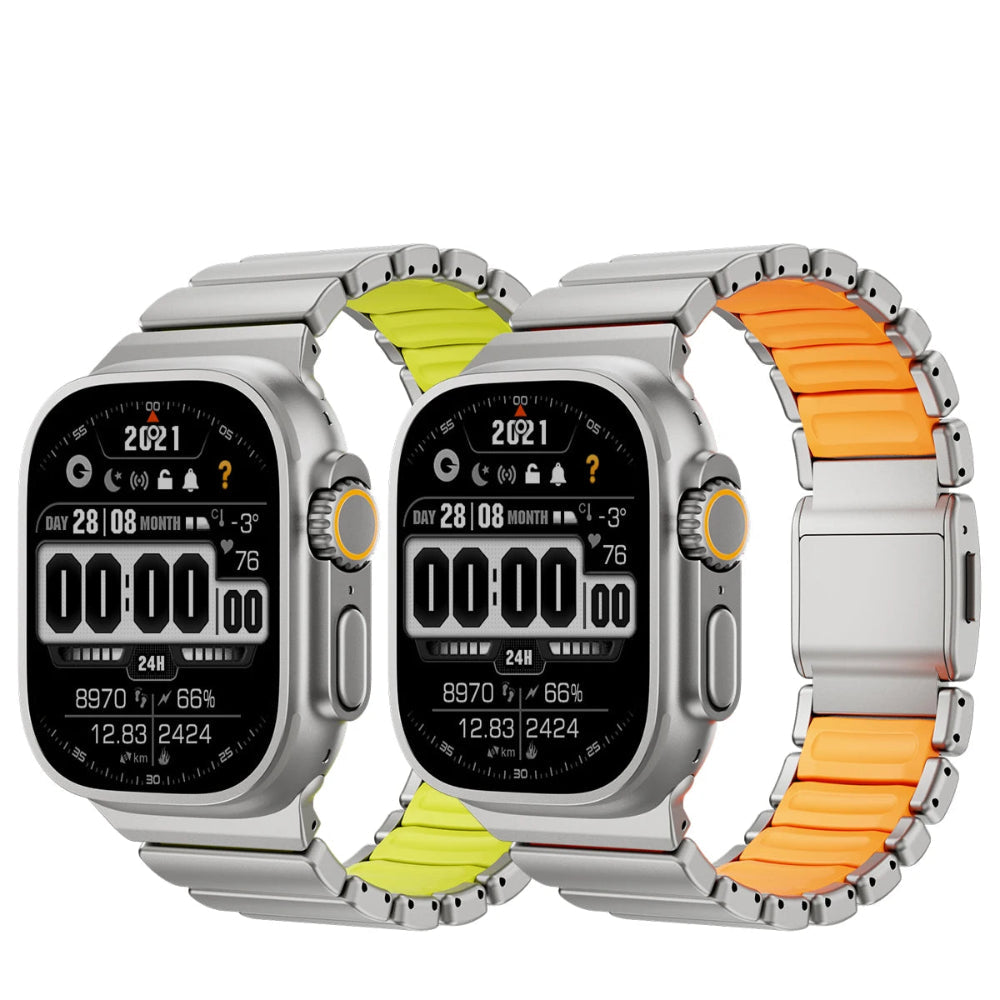 Bracelete de Titânio e Silicone Magnética para Apple Watch Ultra e Series