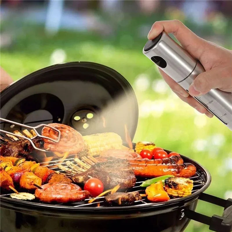 Frasco Spray Azeite Inox 304 com Doseador - Óleo, Vinagre, Temperos, Churrasco, Cozinha Saudável