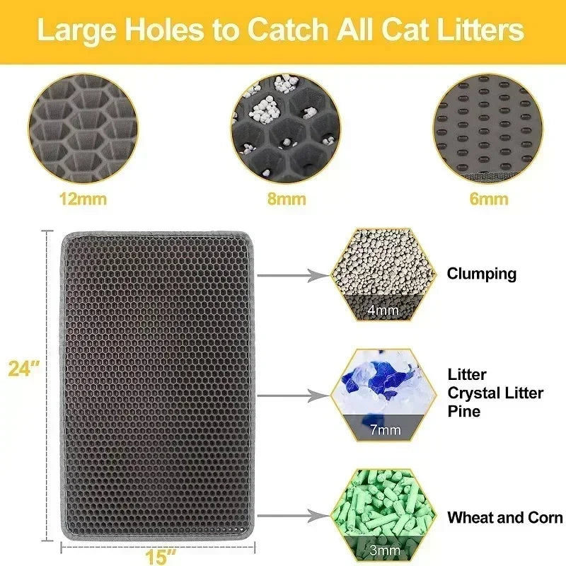Tapete Areia Gato Dupla Camada - Antiderrapante, Impermeável, Fácil Limpeza, Grande