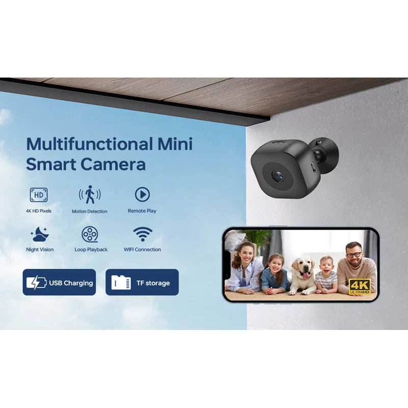 Mini Câmara IP WiFi 4K Xiaomi - Detecção Movimento, Visão Noturna Colorida, Interior/Exterior, App