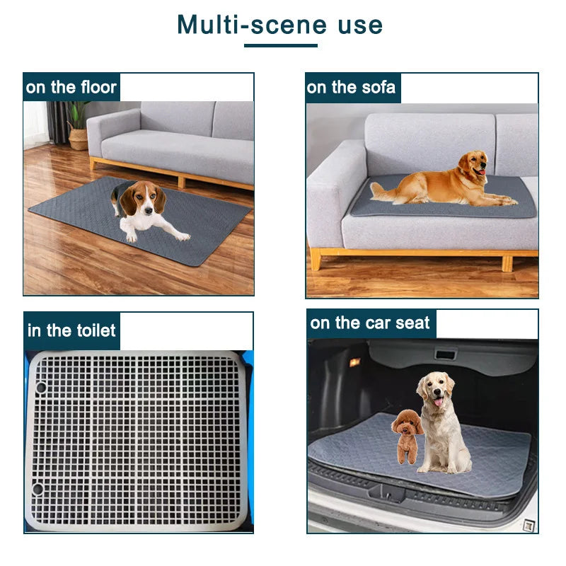 Almofada Urina Cão Reutilizável - 4 Camadas, Absorvente, Lavável, Treino/Cama/Carro