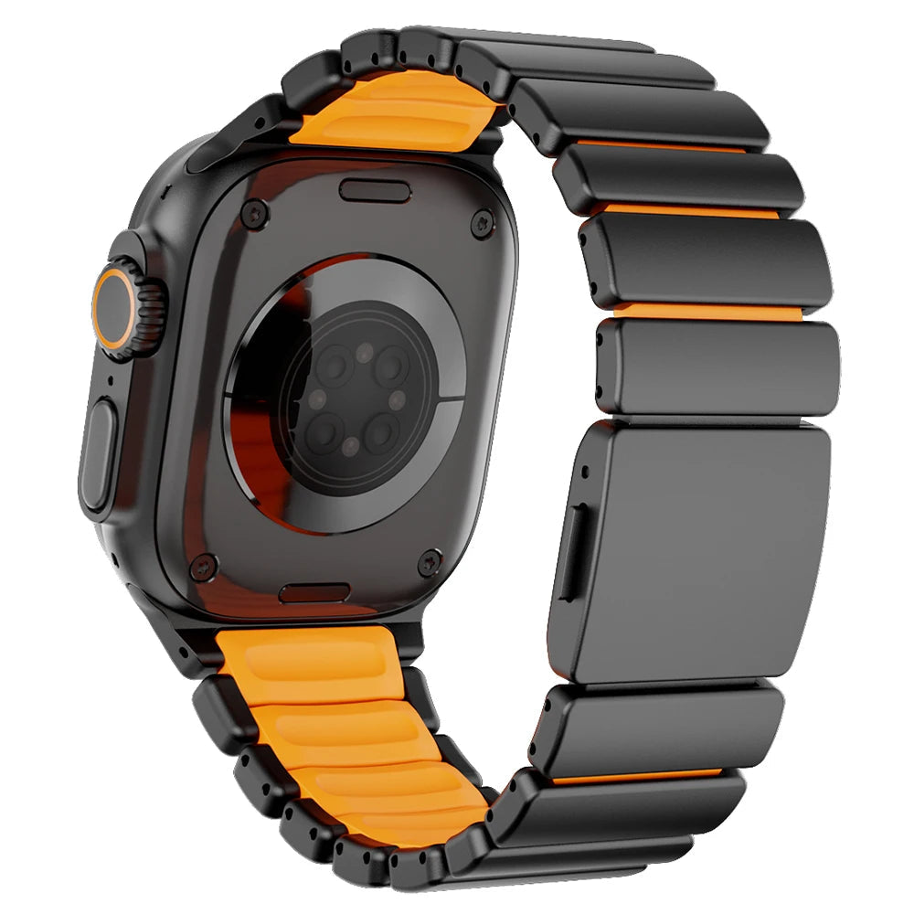 Bracelete de Titânio e Silicone Magnética para Apple Watch Ultra e Series