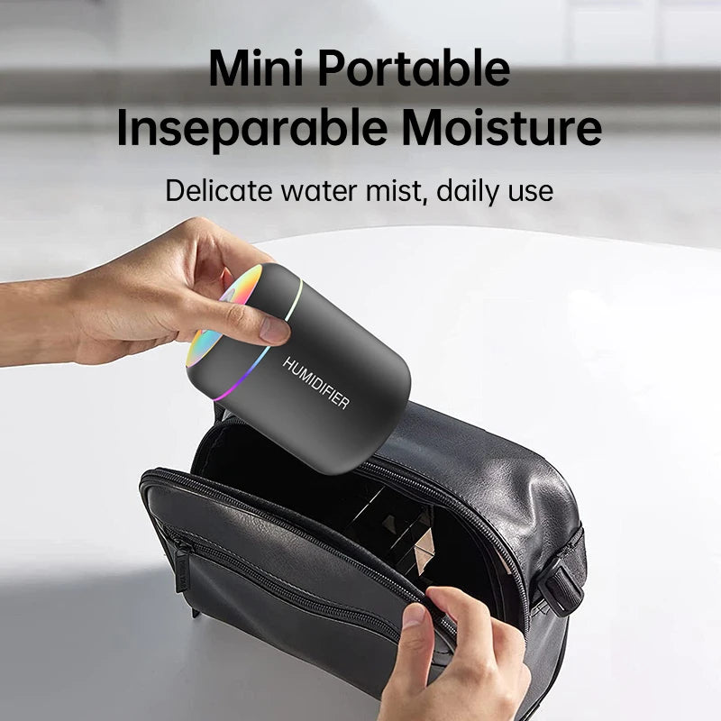 Mini Umidificador de Ar 180ML USB - Difusor Aroma, Aromaterapia, Luzes LED, Casa/Carro