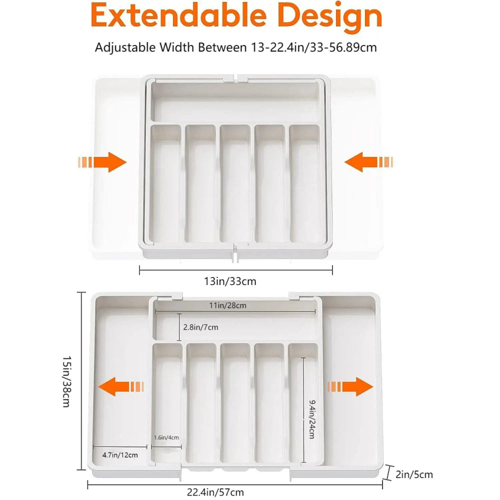 Organizador Gavetas Ajustável - Talheres, Utensílios, Expansível, Plástico Resistente