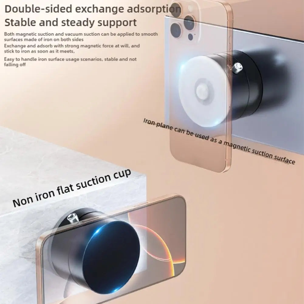 Suporte Magnético Telemóvel Ventosa Dupla Face - 360°, Dobrável, Universal
