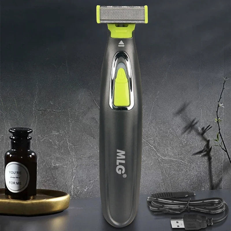 Barbeador Elétrico MLG - Aparador Portátil Corpo/Barba/Axilas, USB, Lavável, 3 Pentes