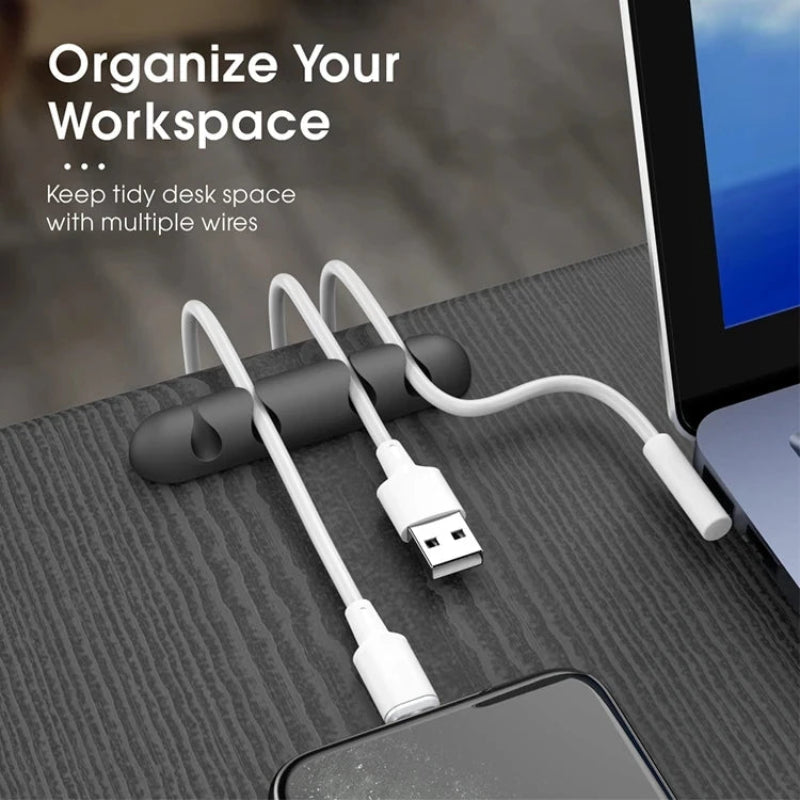Organizador Cabos NNBILI Silicone - Suporte Mesa, Mouse/Fone, 3 Tamanhos