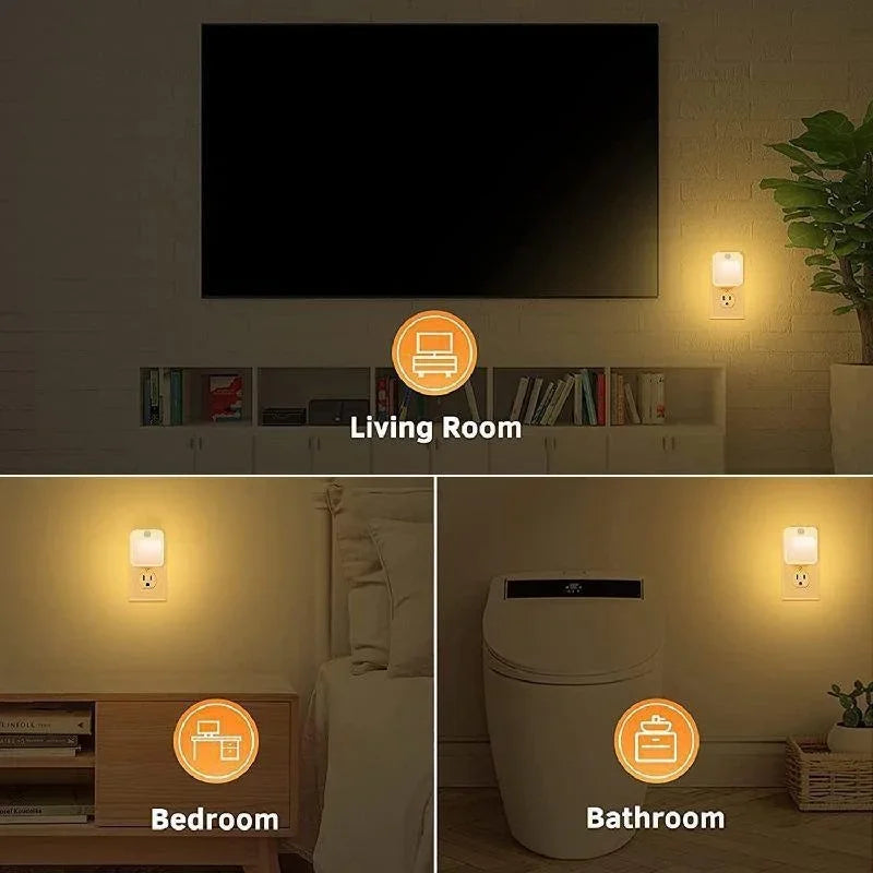 Luz Noturna LED Sensor Movimento - Quente/Frio, Regulável, Tomada EU