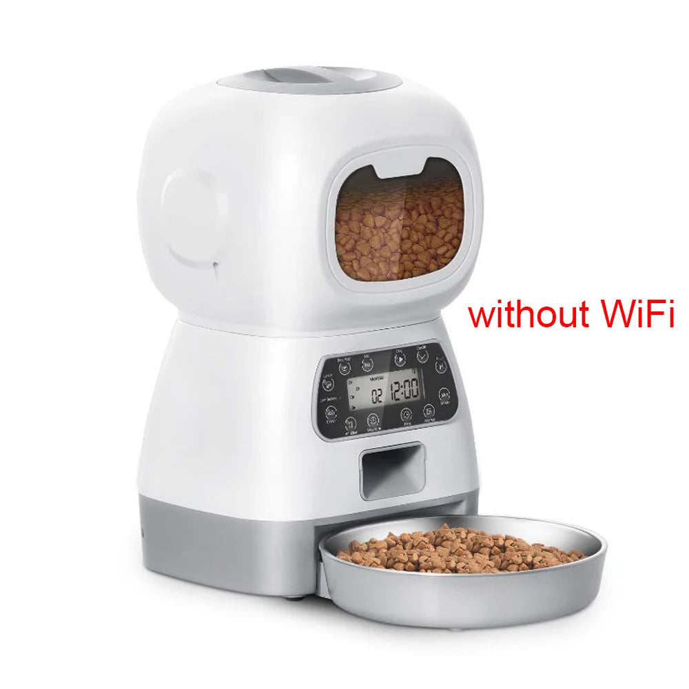 Alimentador Automático 3.5L - WiFi, Voz, Programável, Cães/Gatos, Aço Inox