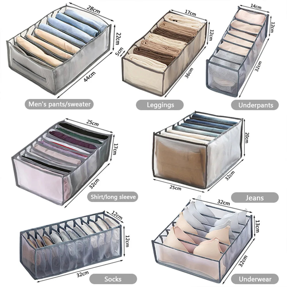 Organizador Gavetas Roupa - Jeans, T-Shirts, Íntimo, Divisórias, Nylon, Vários Tamanhos