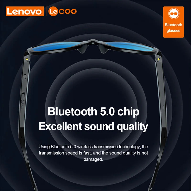 Óculos Fone de Ouvido Sem Fios Lenovo Lecoo C8 - Bluetooth 5.0, Som Hi-Fi, Condução Segura