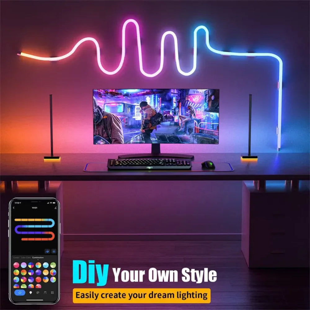 Fita LED Neon RGBIC 5V - Sinc. Música, DIY, Dreamcolor, IP65, Controlo APP/Voz
