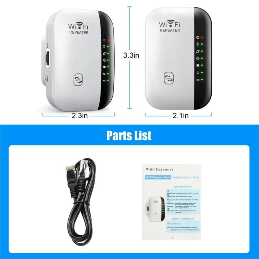 Repetidor Wi-Fi 300Mbps para casa e escritório  - Amplificador Sinal, Extensor Alcance, 2.4GHz