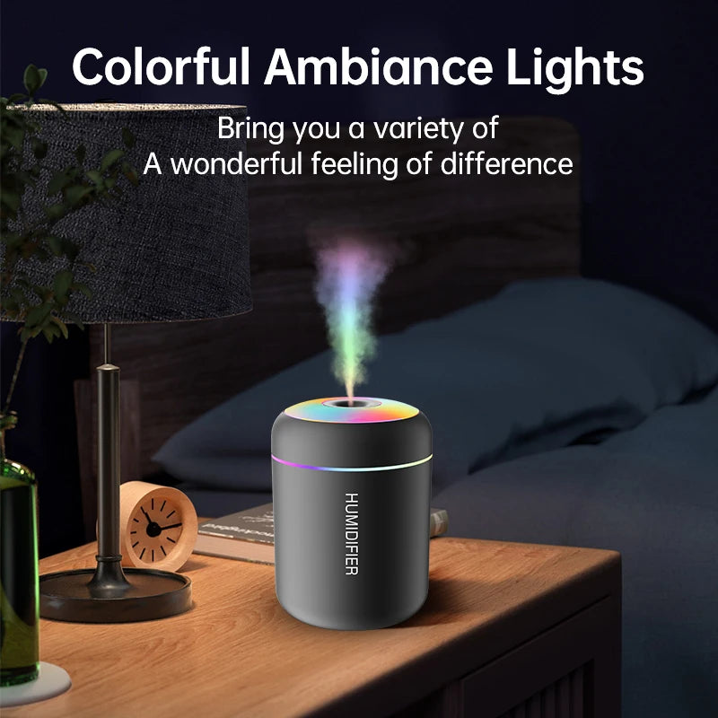 Mini Umidificador de Ar 180ML USB - Difusor Aroma, Aromaterapia, Luzes LED, Casa/Carro