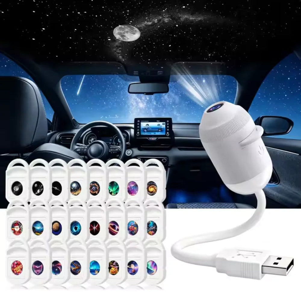 Projetor de Estrelas USB 3 em 1 e Luz Noturna com Controlo por Toque Portátil USB – Iluminação Relaxante para Crianças e Adultos