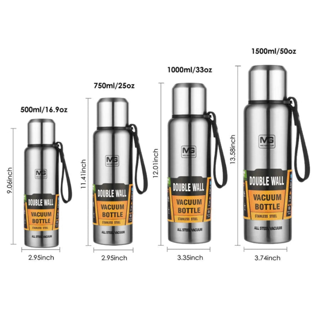 Garrafa Térmica UPORS Aço Inoxidável 500/700/1000/1500ml - 24h Quente/Frio, Portátil