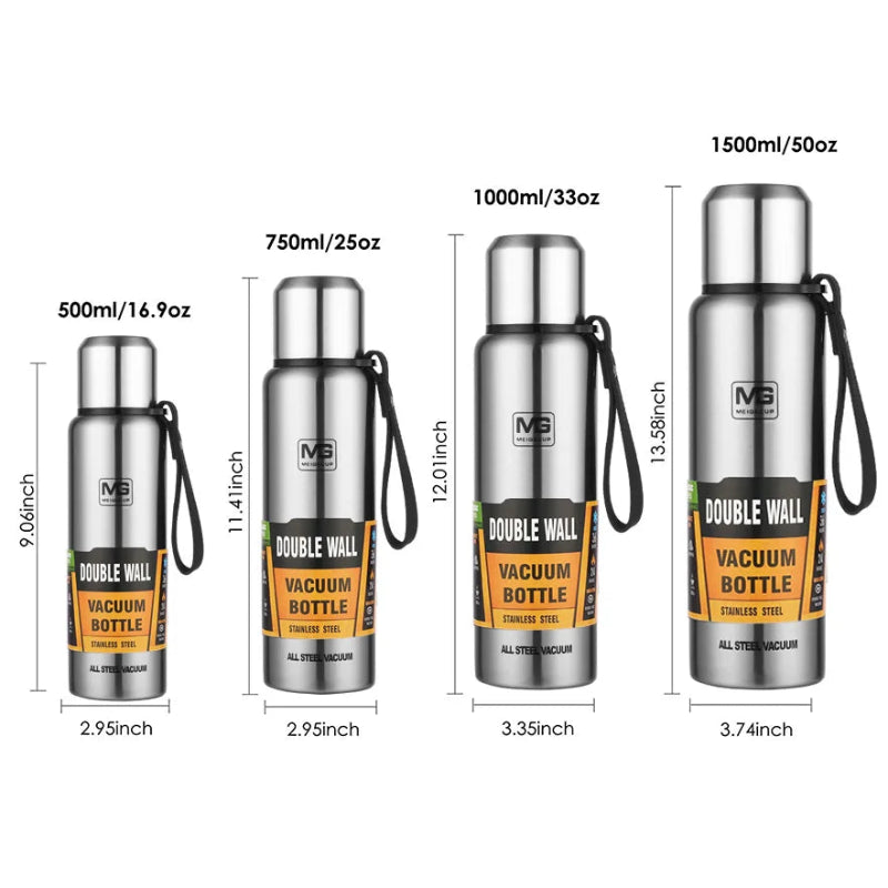 Garrafa Térmica UPORS Aço Inoxidável 500/700/1000/1500ml - 24h Quente/Frio, Portátil