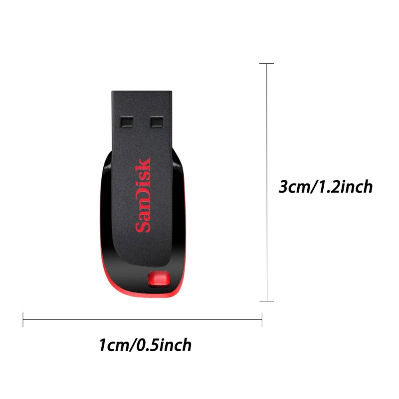 Pendrive Sandisk Mini USB 2.0 - 16GB/32GB/64GB/128GB, Armazenamento Portátil para Telemóvel