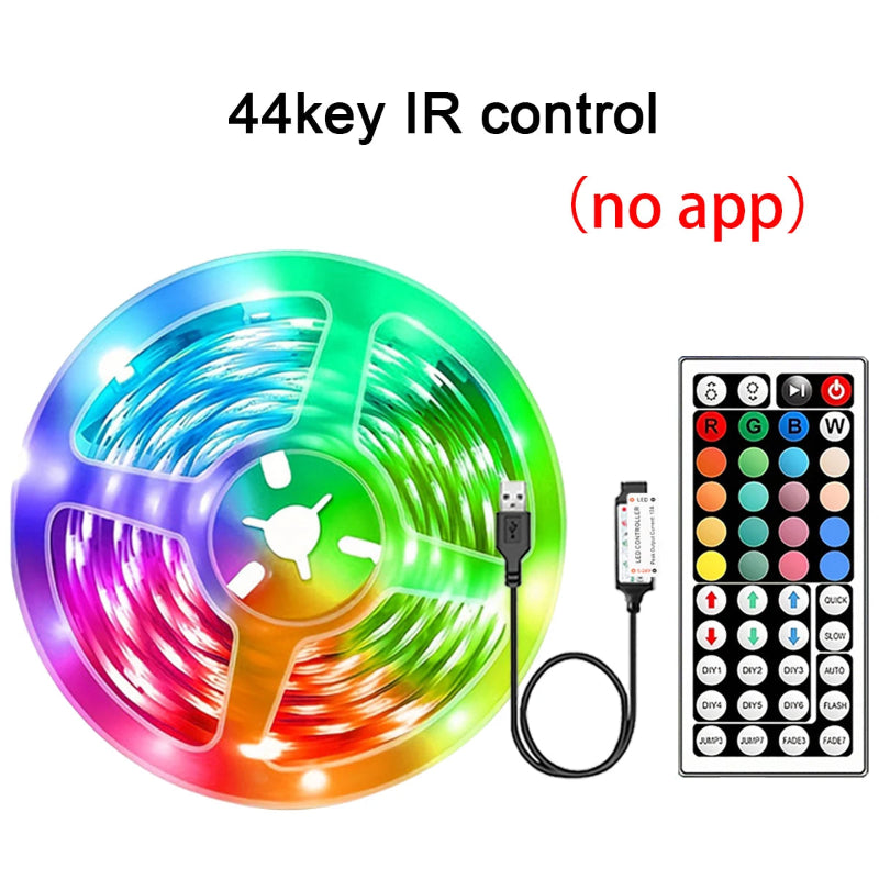 Fita LED RGB 5m-30m - Controlo APP, USB, Flexível, Decoração Quarto/Sala