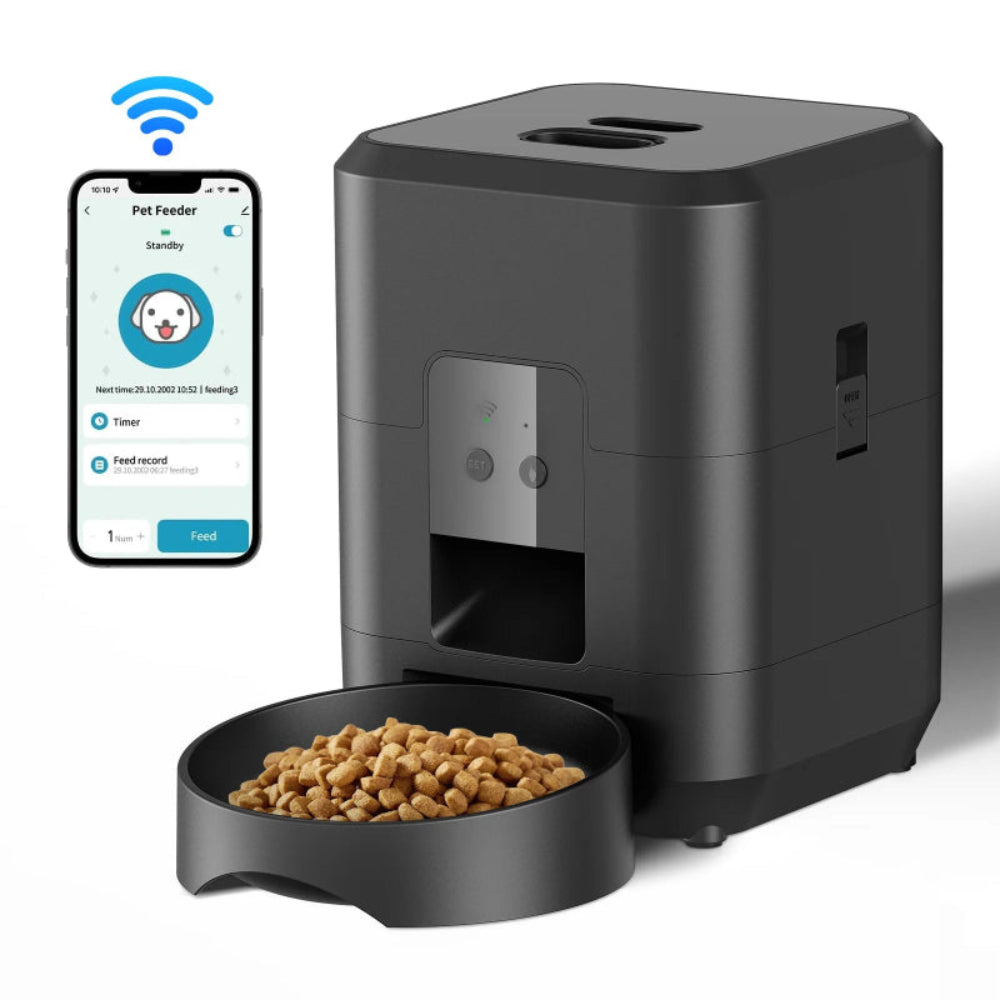 Alimentador Automático Inteligente - Gatos/Cães, Dispensador Quantitativo, Comida Lenta, LCD