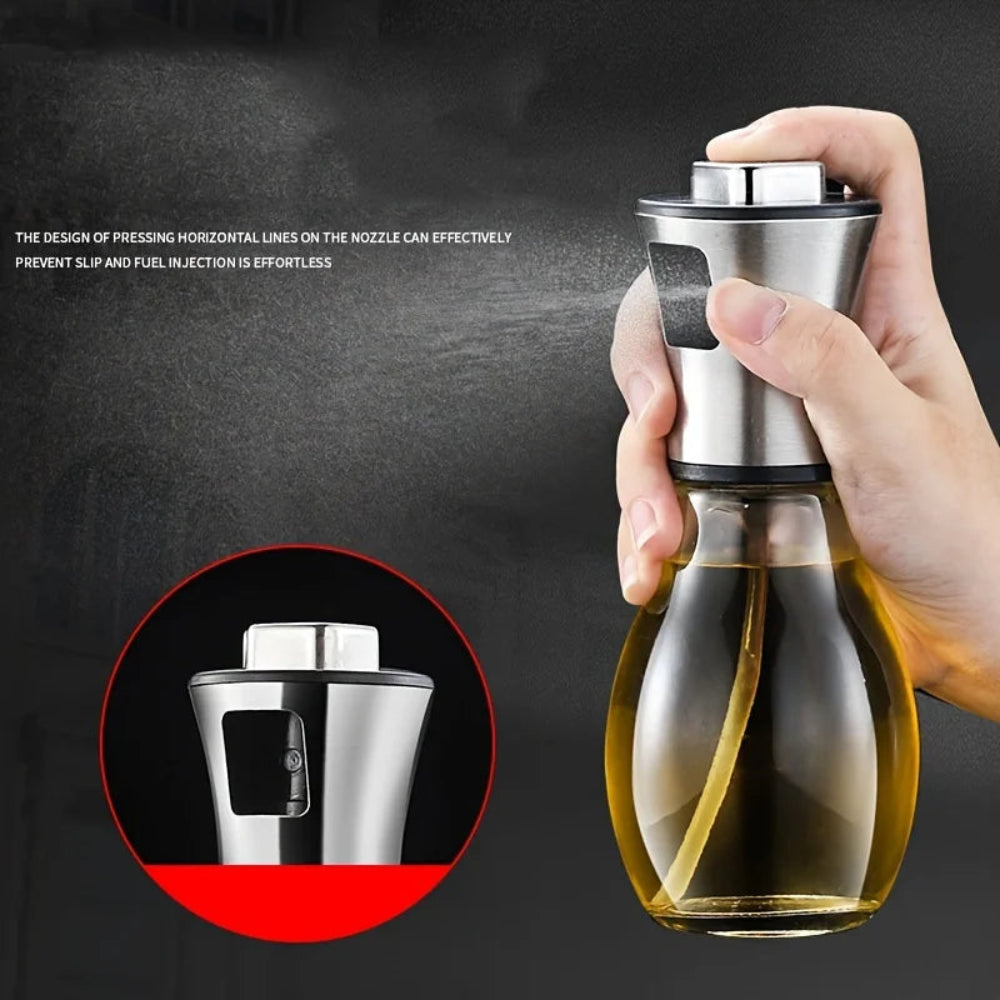 Frasco Spray Óleo Aço Inoxidável 200ml - Pulverizador Azeite, Óleo Cozinha, Air Fryer
